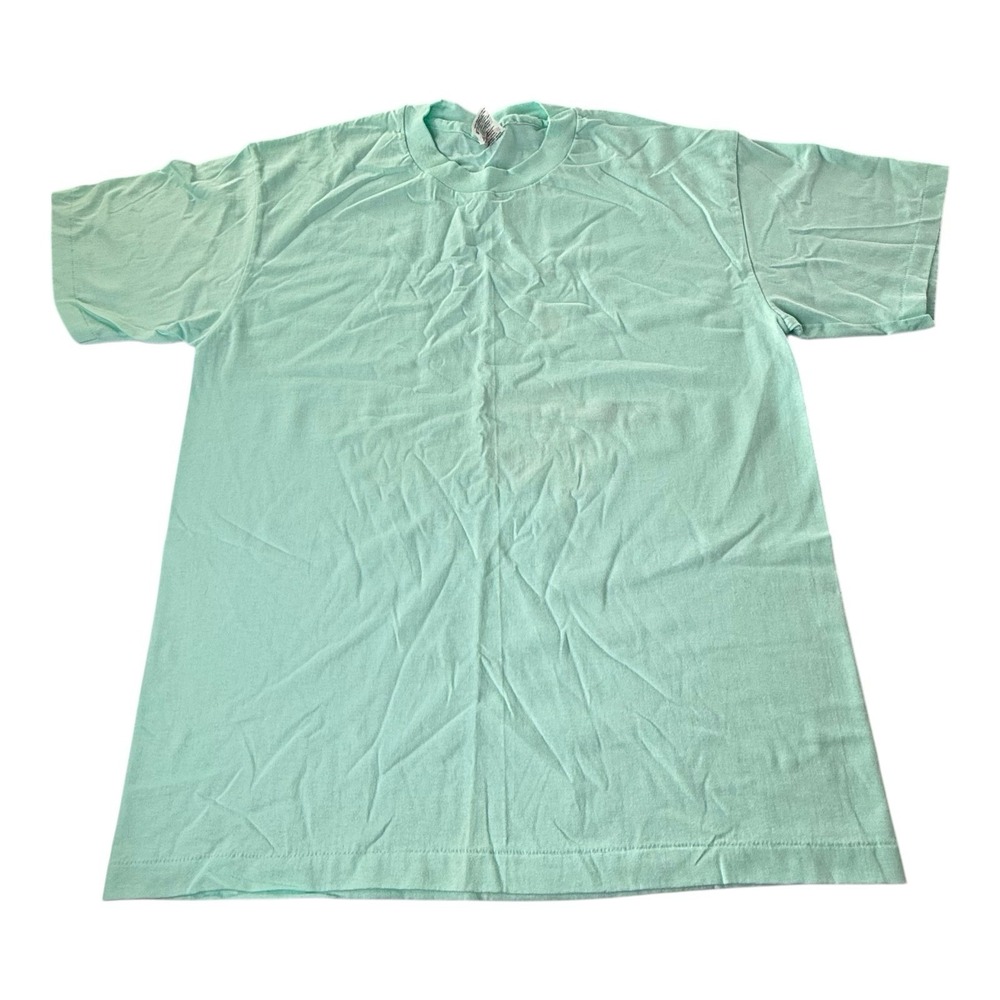 Vintage 90s Hanes Heavyweight 50/50 Blank T Shirt Mint Green USA Made Men's L